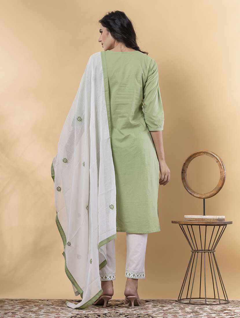 green cotton suit  set - 22058333 -  Standard Image - 3