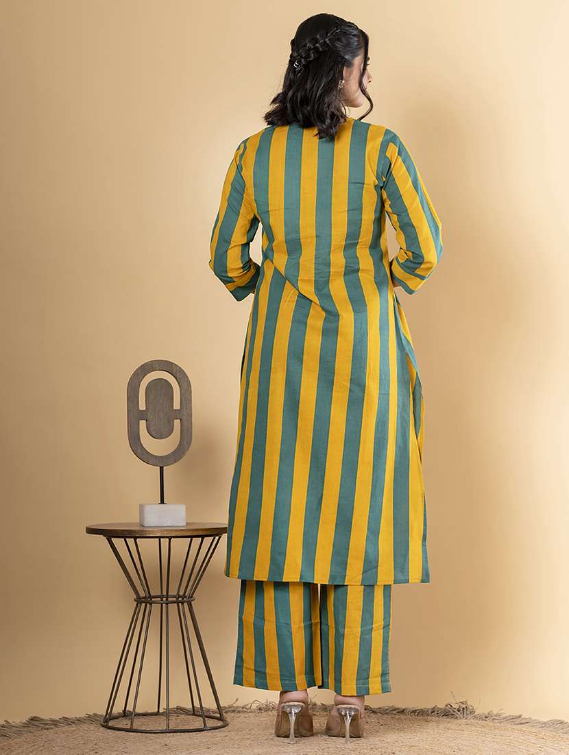 mustard cotton kurta palazzo  set - 22058351 -  Standard Image - 3