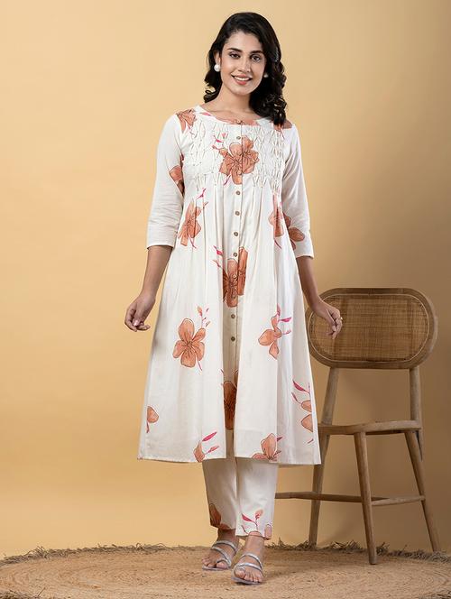 off white cotton kurta palazzo set - 22058367 - Standard Image - 0
