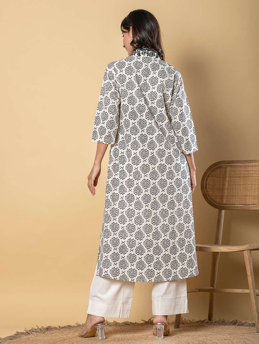 women three quarter sleeve kurta and palazzo set - 22058391 -  Standard Image - 3
