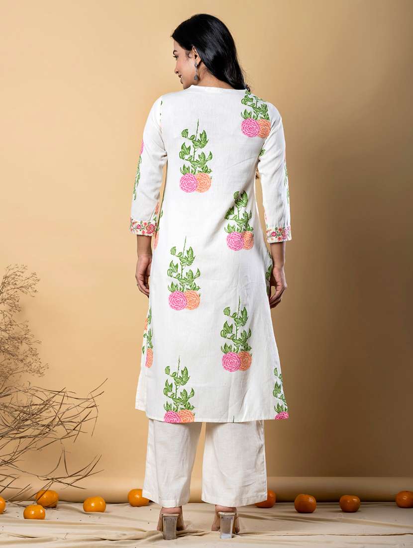 women three quarter sleeve kurta and palazzo set - 22058393 -  Standard Image - 3