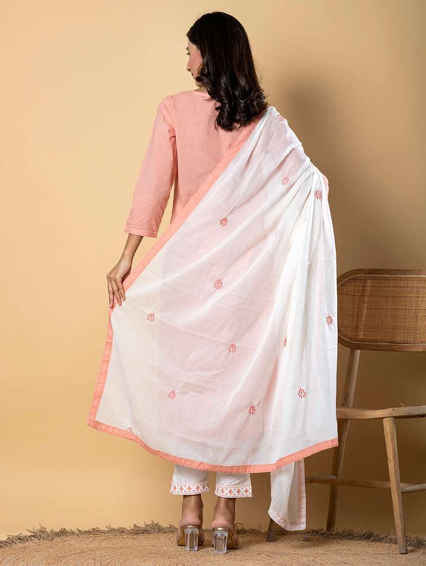 peach cotton blend suit set - 22058397 - Standard Image - 3