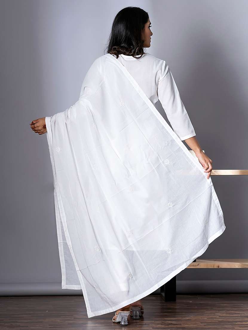 white cotton blend suit  set - 22058400 -  Standard Image - 3