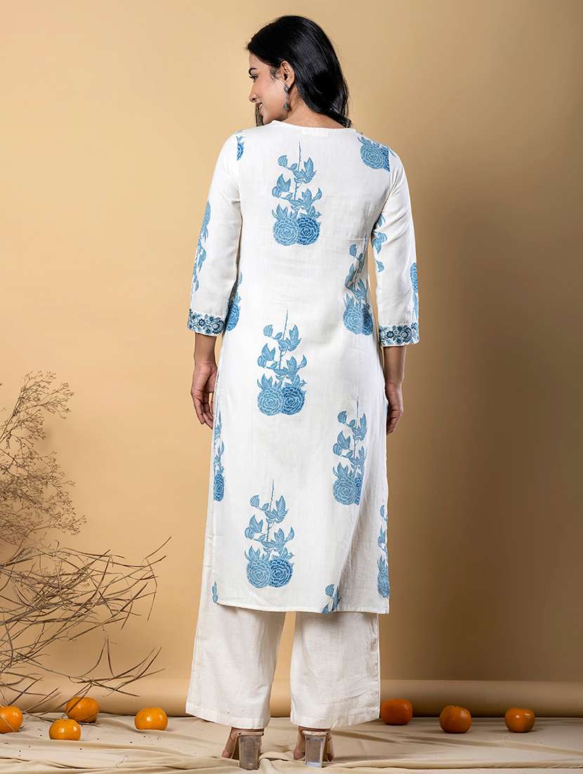 women three quarter sleeve kurta and palazzo set - 22058410 -  Standard Image - 3