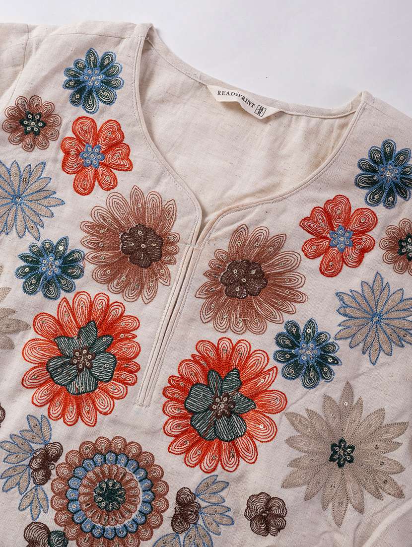 off white cotton blend kurta palazzo  set - 22058411 -  Standard Image - 5