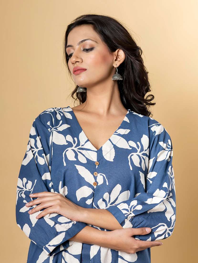 navy blue cotton blend kurta pant  set - 22058447 -  Standard Image - 3