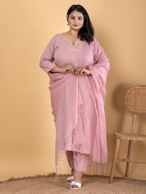 women three quarter sleeve kurta pant with dupatta set - 22058469 - Standard Image - 0