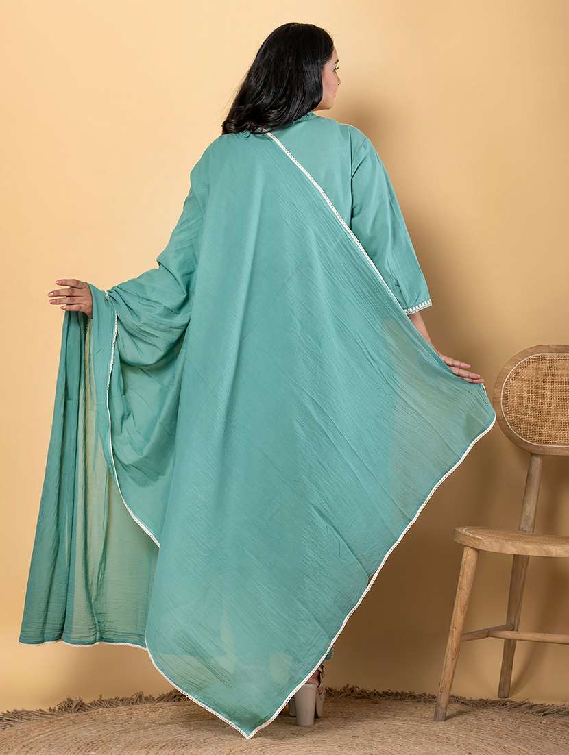 green cotton blend suit  set - 22058470 -  Standard Image - 3