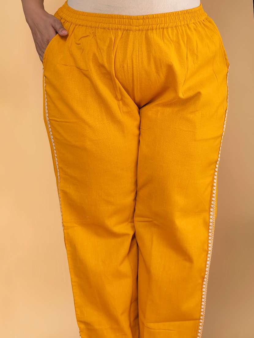 mustard cotton blend suit  set - 22058472 -  Standard Image - 5