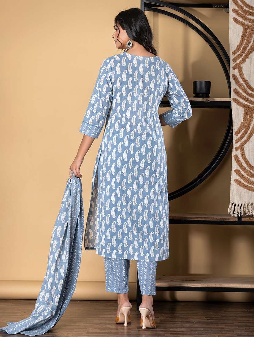 grey cotton suit  set - 22058480 -  Standard Image - 3