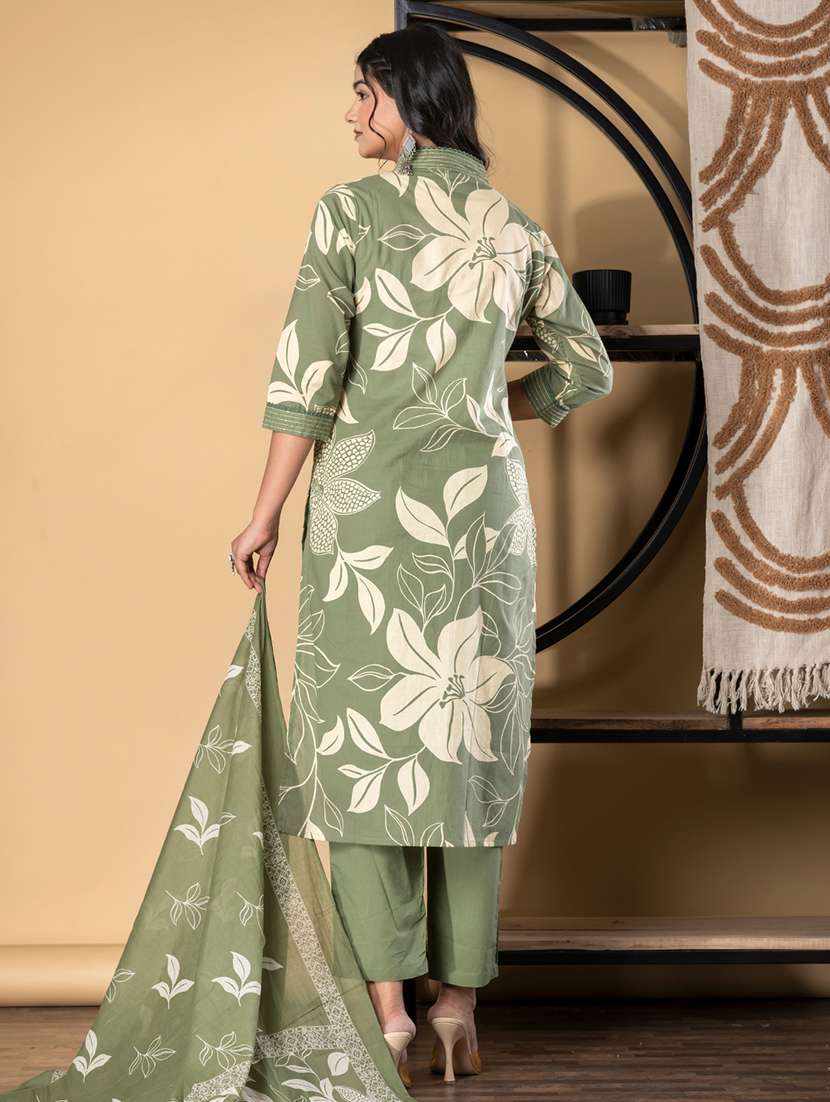green cotton suit  set - 22058483 -  Standard Image - 3