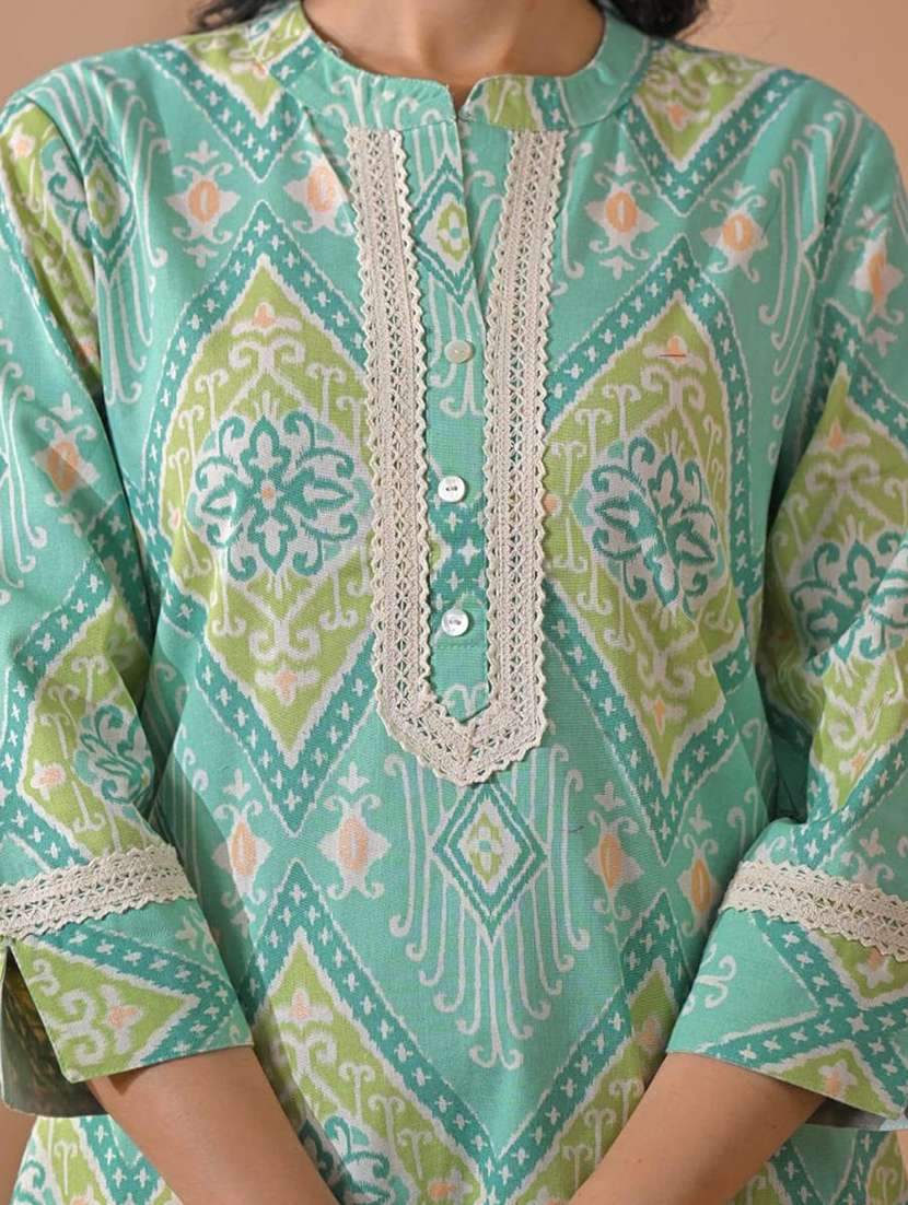 green cotton blend suit  set - 22058486 -  Standard Image - 5