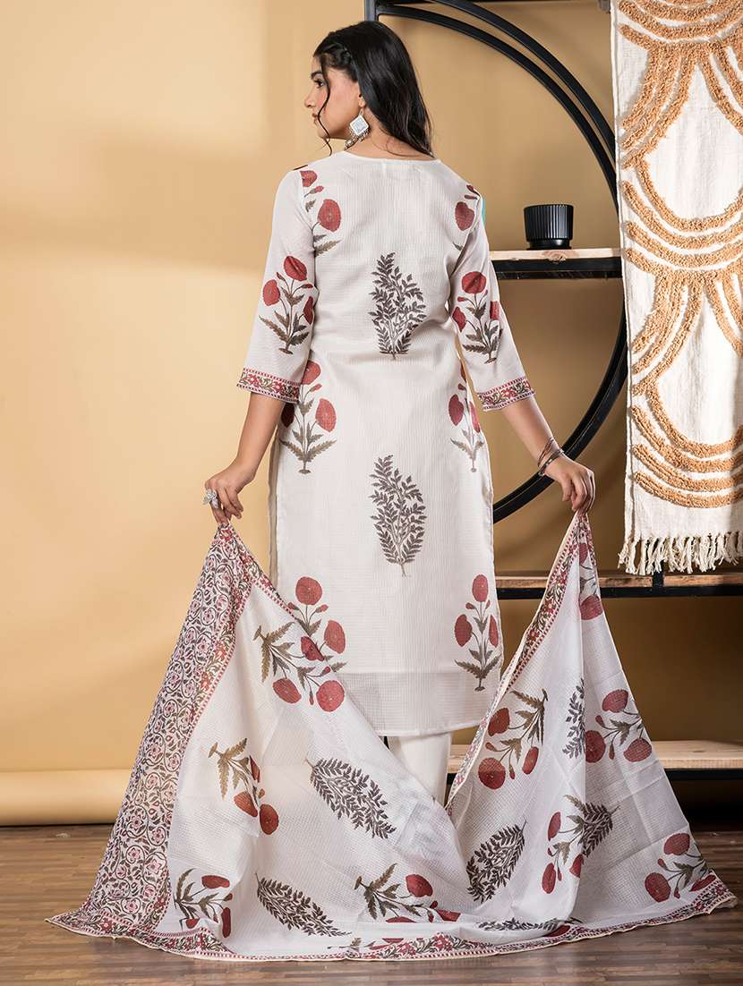 off white cotton suit  set - 22058494 -  Standard Image - 3