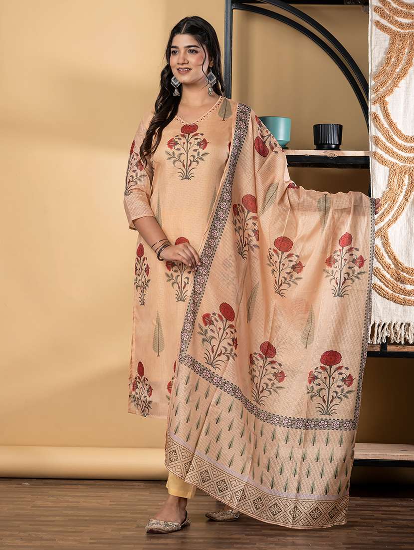 mustard cotton suit  set