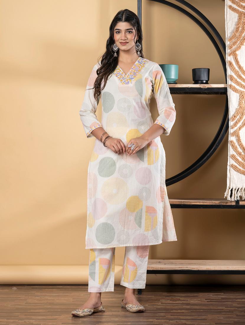 orange cotton suit  set - 22058504 -  Zoom Image - 0