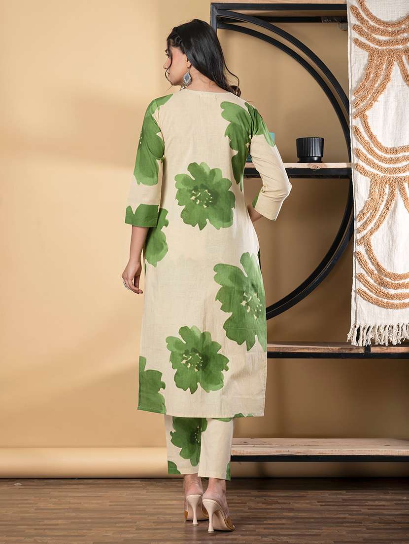 green cotton suit  set - 22058511 -  Standard Image - 3