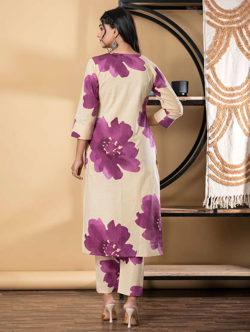 magenta cotton suit  set - 22058514 -  Standard Image - 3