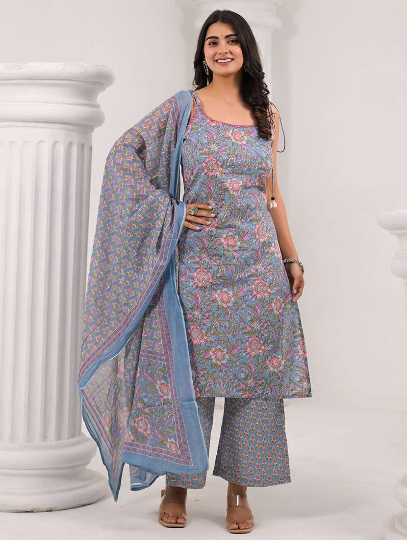 grey cotton suit  set - 22058521 -  Zoom Image - 0