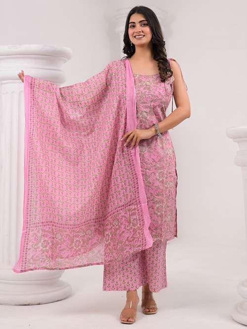pink cotton suit  set - 22058522 -  Standard Image - 0