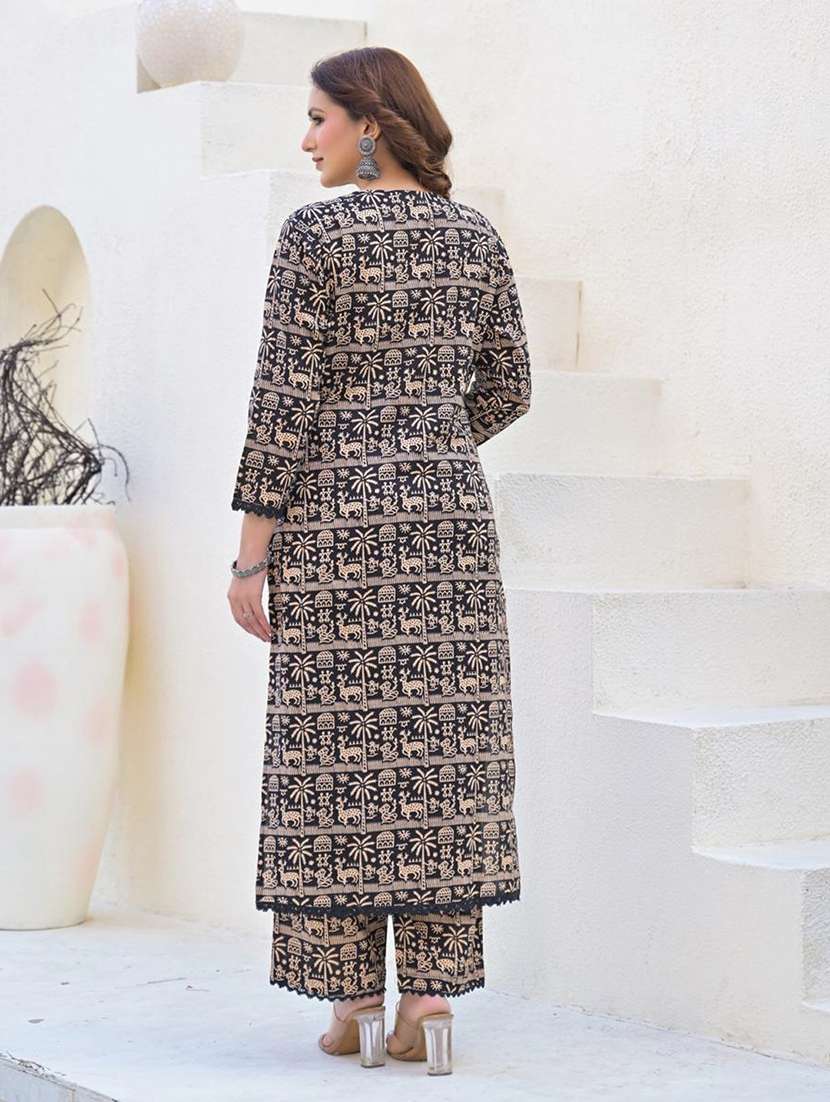 women long sleeve kurta and palazzo set - 22058524 -  Standard Image - 3