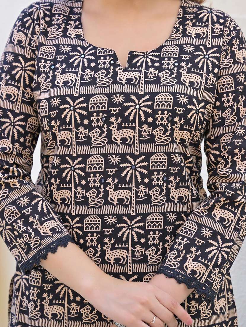 women long sleeve kurta and palazzo set - 22058524 -  Standard Image - 5