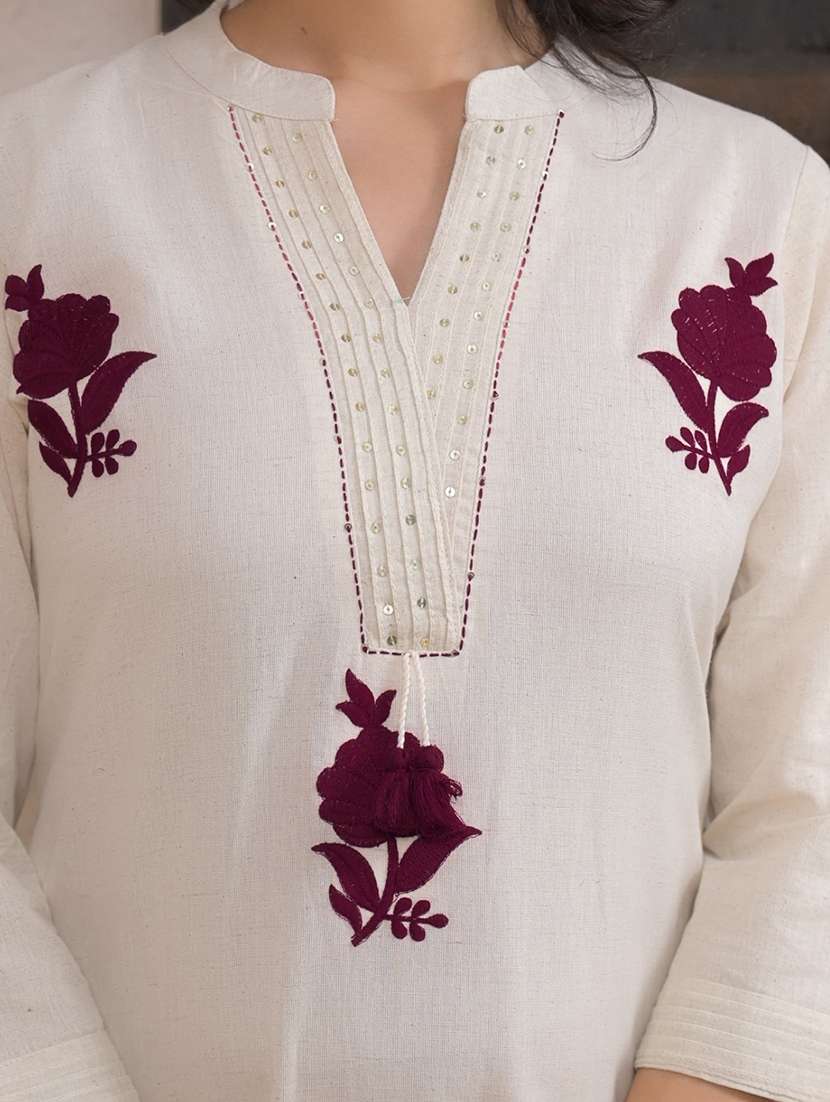 off white cotton blend suit  set - 22058525 -  Standard Image - 5