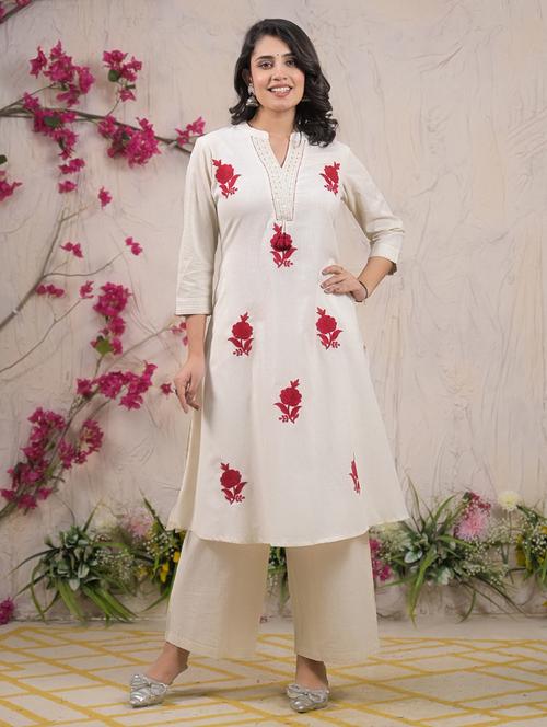women three quarter sleeve kurta and palazzo set - 22058527 - Standard Image - 0