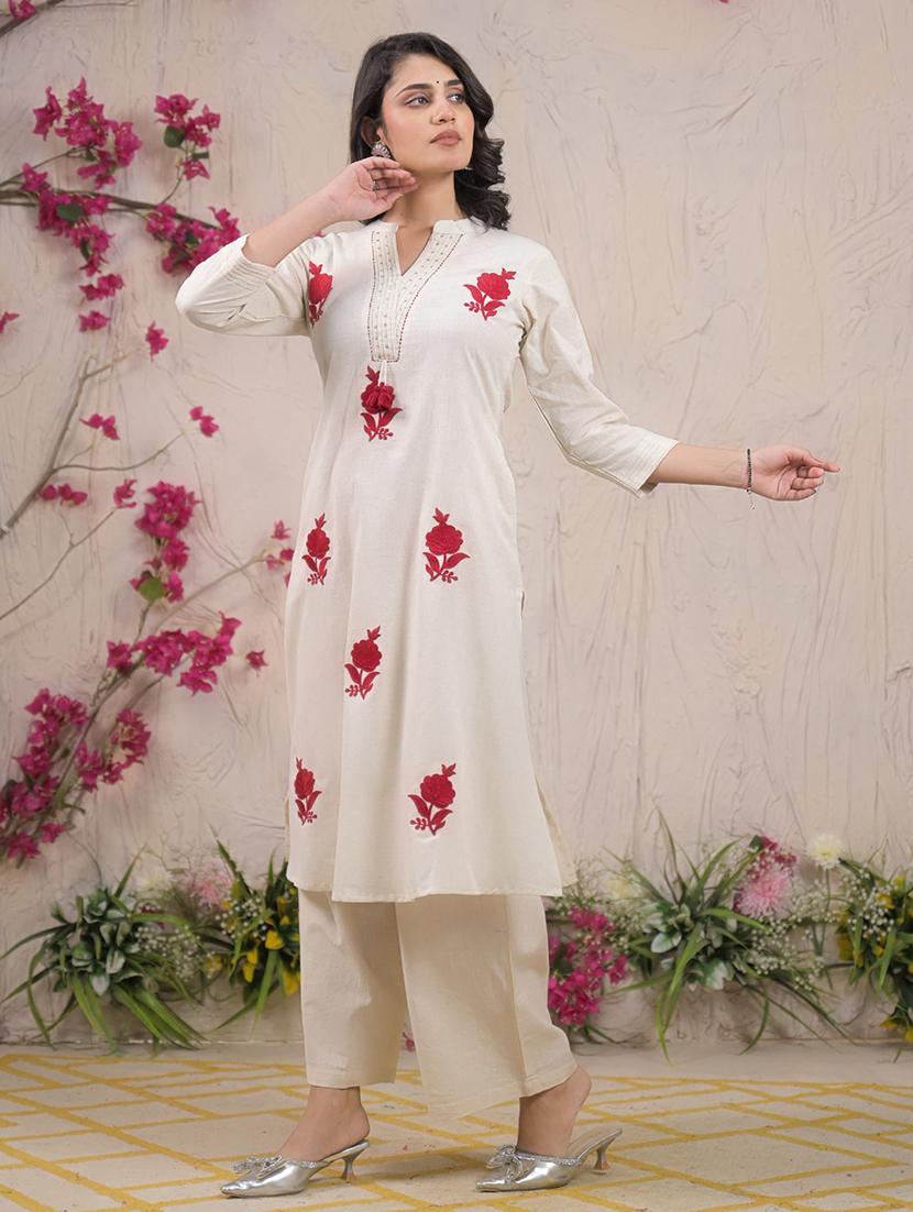 women three quarter sleeve kurta and palazzo set - 22058527 - Standard Image - 3