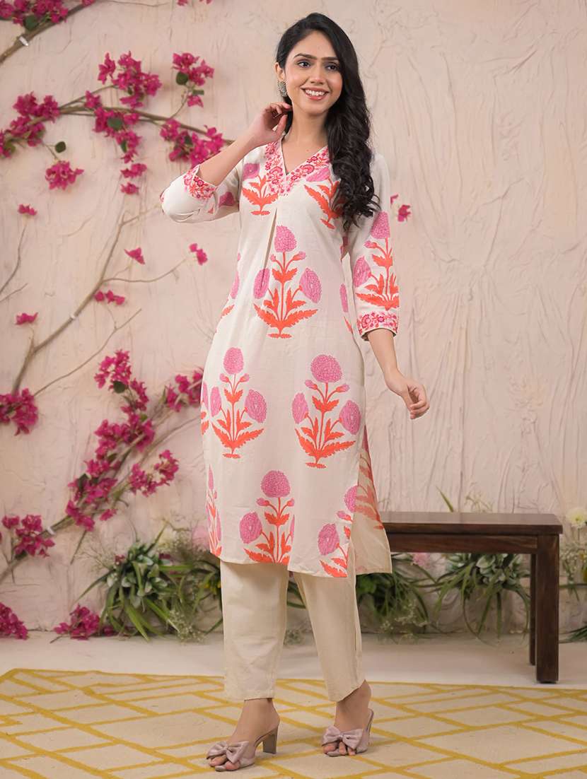 pink cotton blend suit  set - 22058530 -  Standard Image - 3