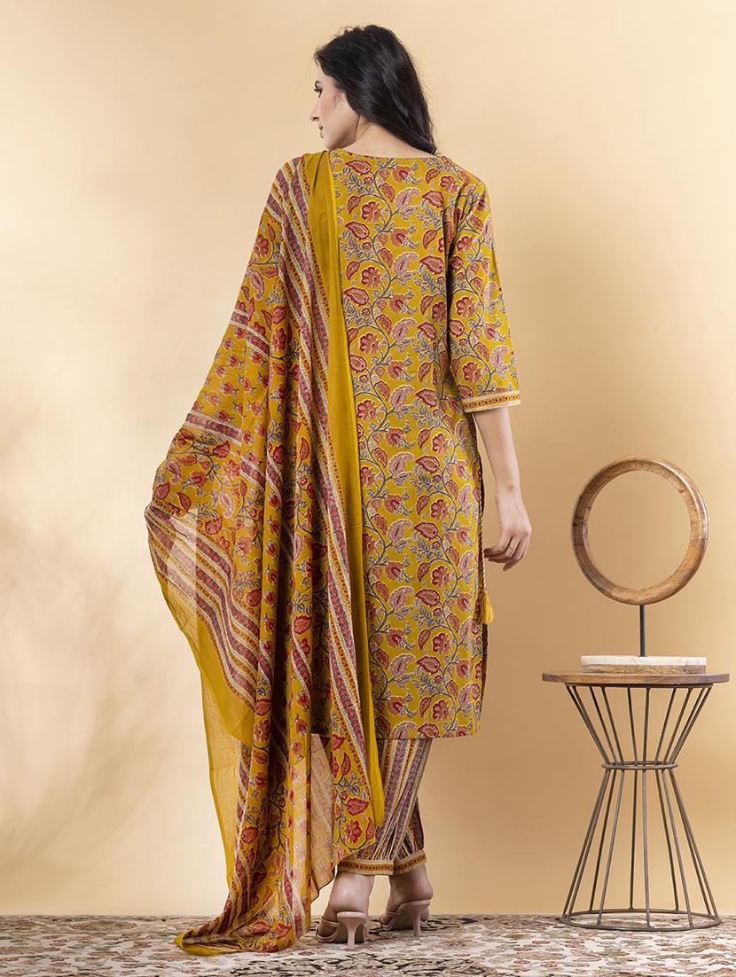 yellow cotton suit set - 22058531 - Standard Image - 3
