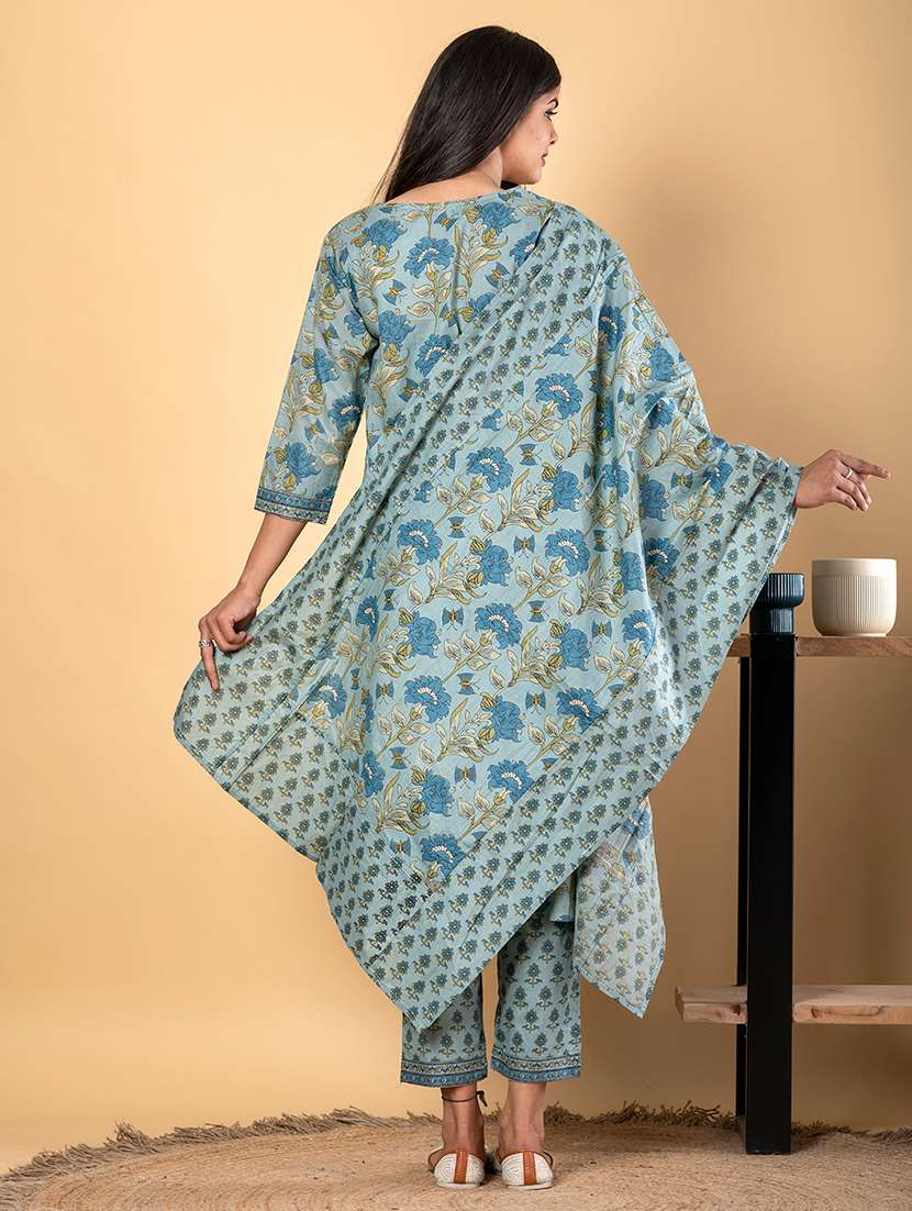 blue cotton suit  set - 22058533 -  Standard Image - 3
