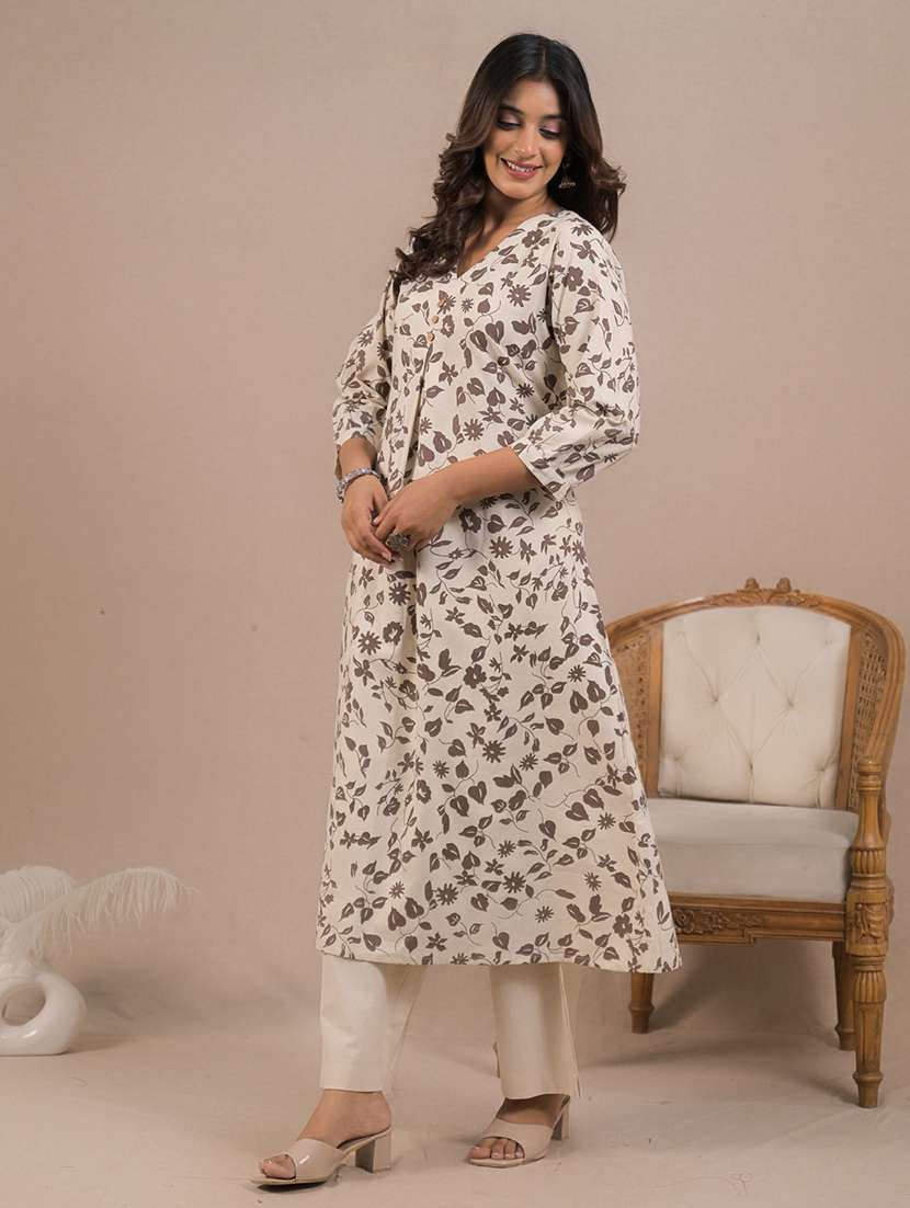 off white cotton blend suit  set - 22058543 -  Standard Image - 3