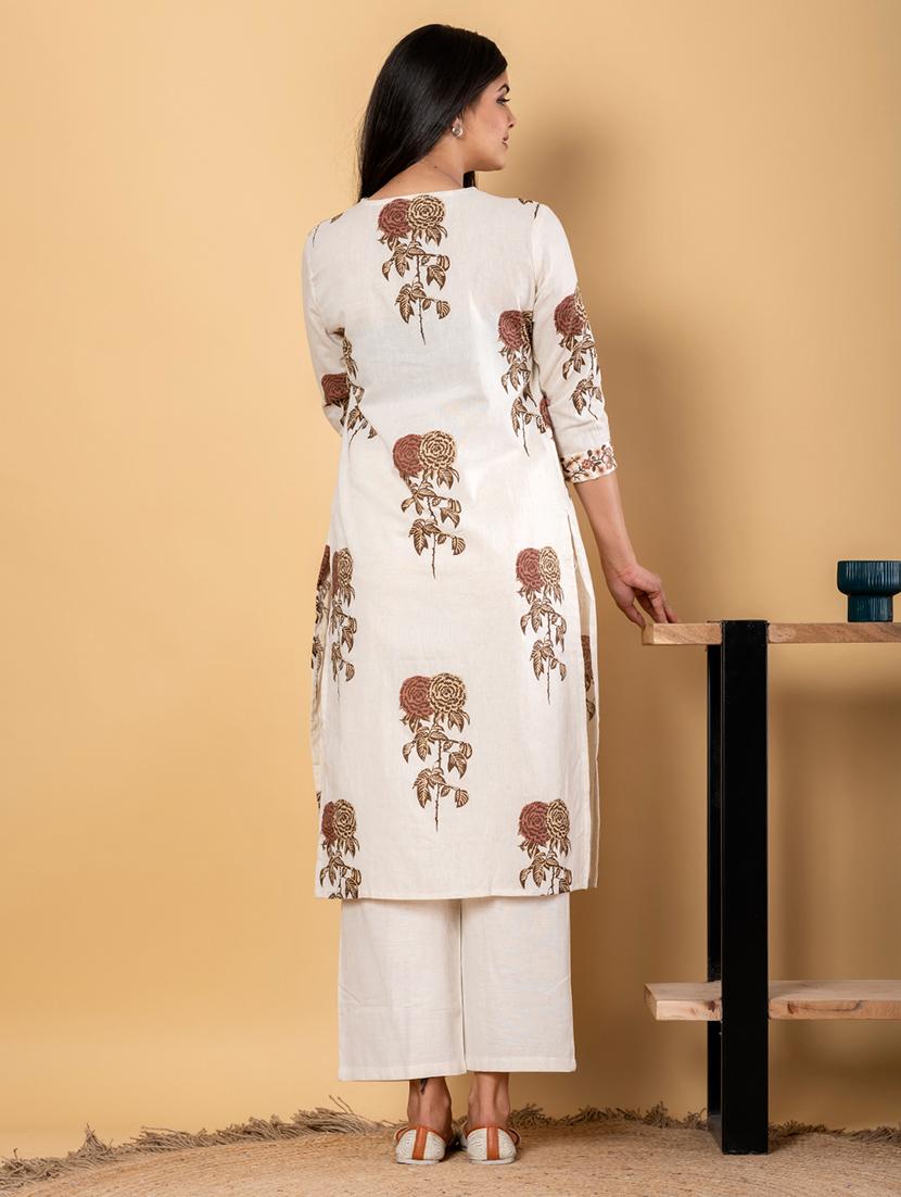 off white cotton blend suit set - 22058546 - Standard Image - 3