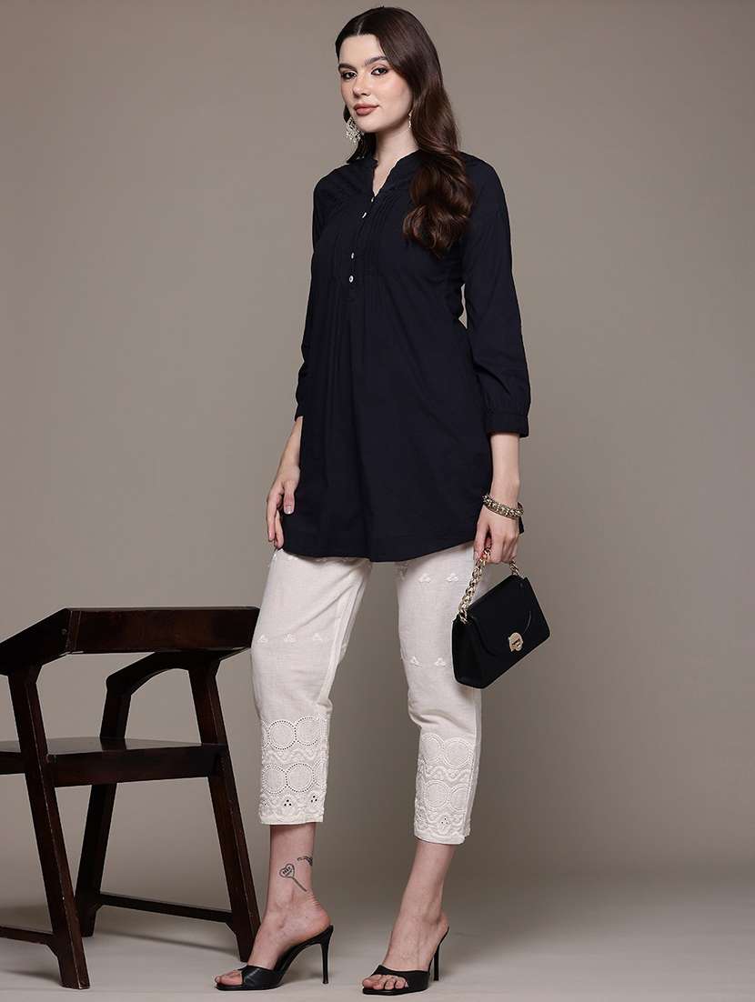 women solid mid rise tapered pant - 22058555 -  Standard Image - 3