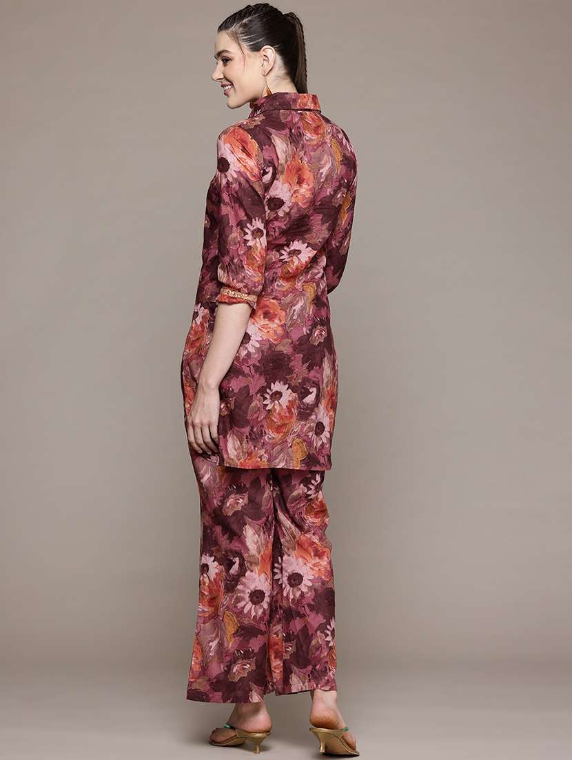 women floral print tunic and palazzo co-ord set - 22058557 -  Standard Image - 3