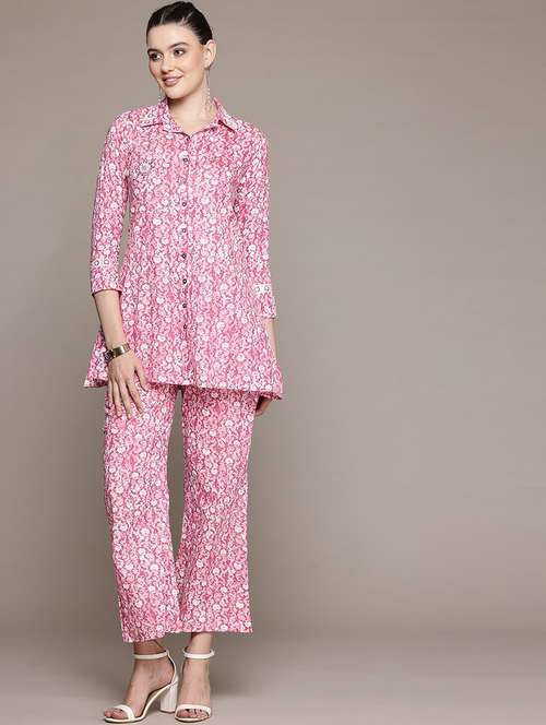 women floral print shirt and trouser co-ord set - 22058558 - Standard Image - 0