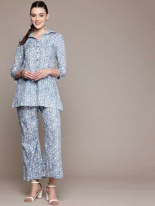 women floral print shirt and trouser co-ord set - 22058559 - Standard Image - 0