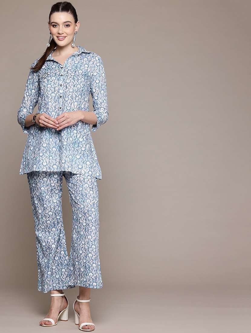 women floral print shirt and trouser co-ord set - 22058559 - Zoom Image - 0