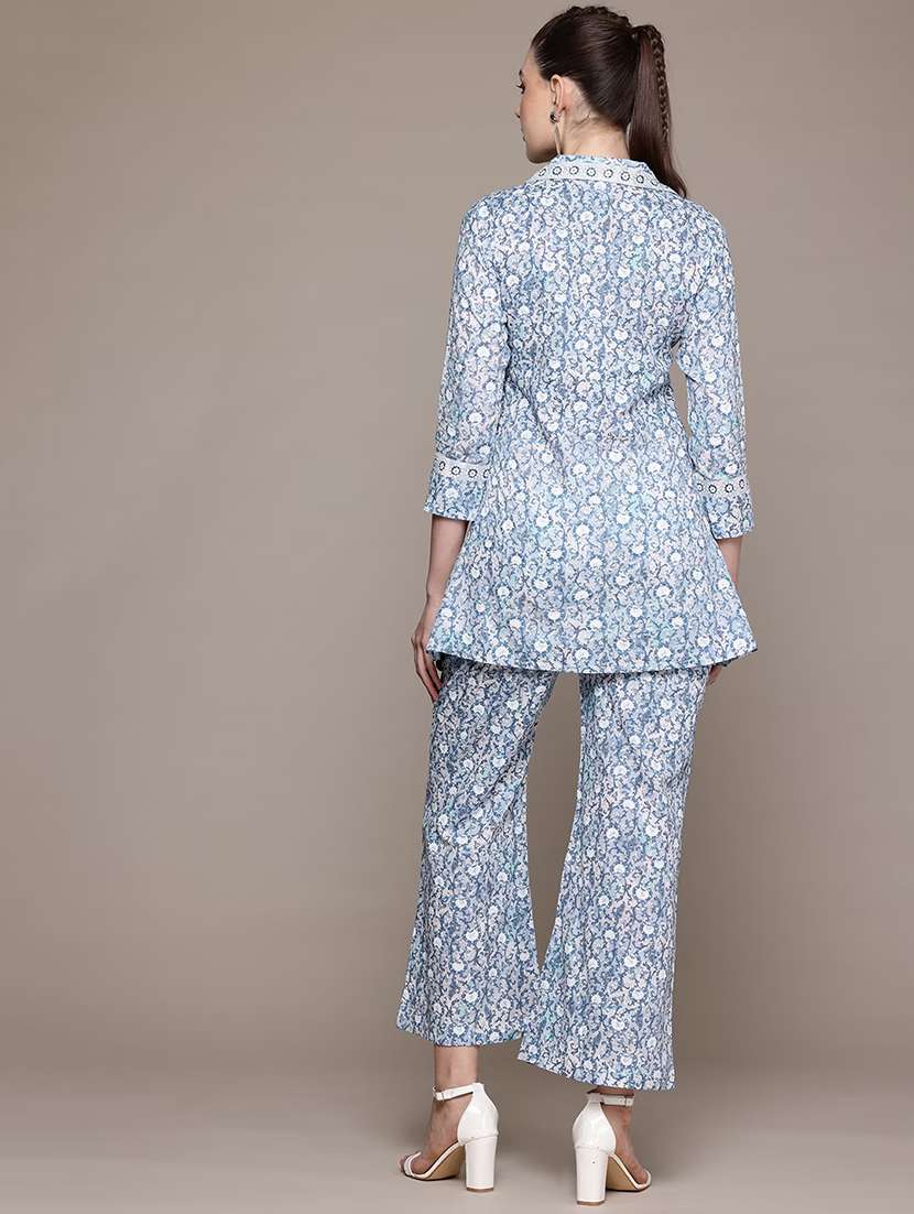 women floral print shirt and trouser co-ord set - 22058559 - Standard Image - 3