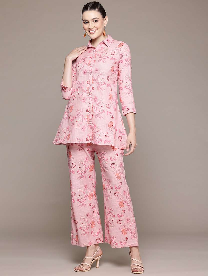 women floral print shirt and trouser co-ord set