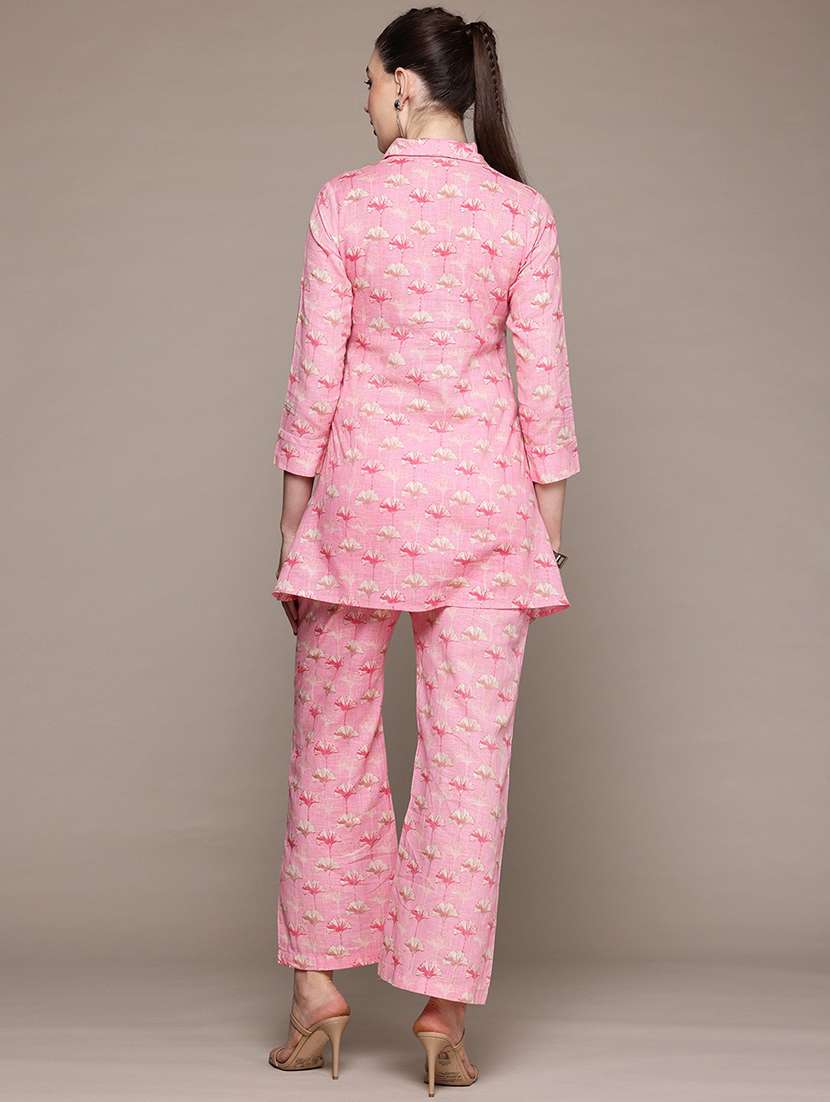 women floral print shirt and trouser co-ord set - 22058565 - Standard Image - 3