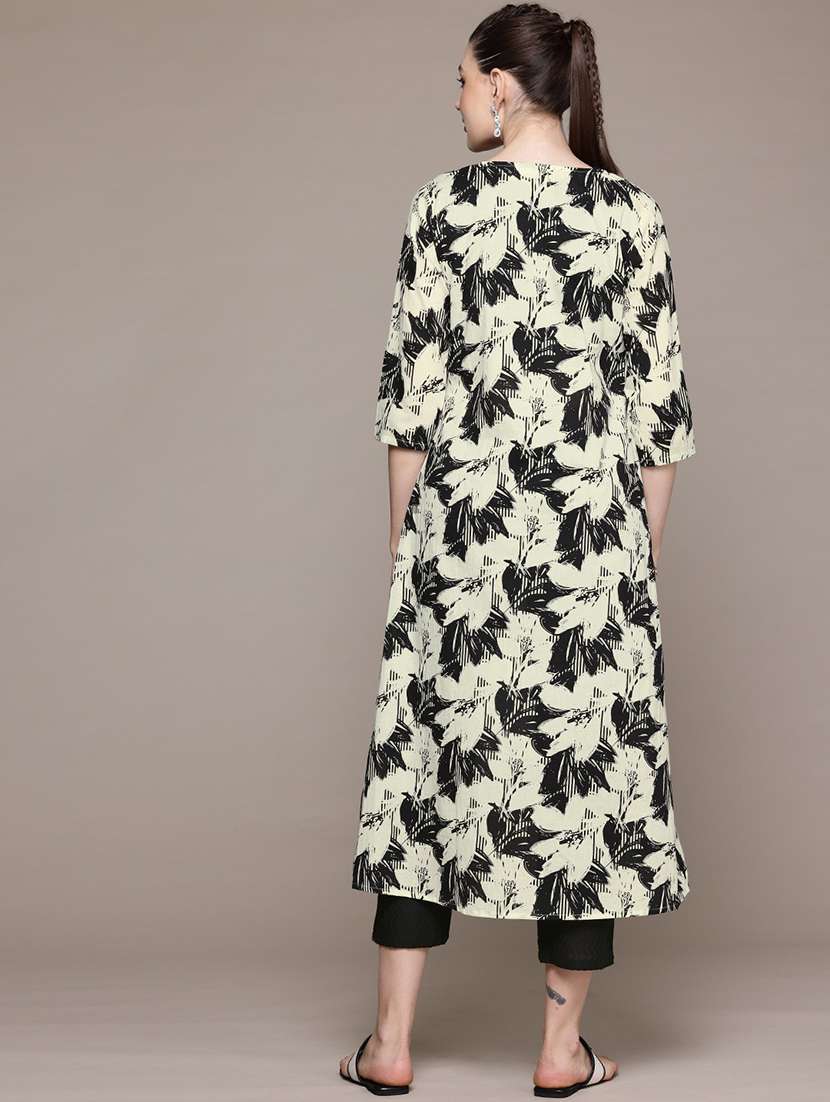 women printed three quarter sleeve ethnic co-ord set - 22058567 -  Standard Image - 3