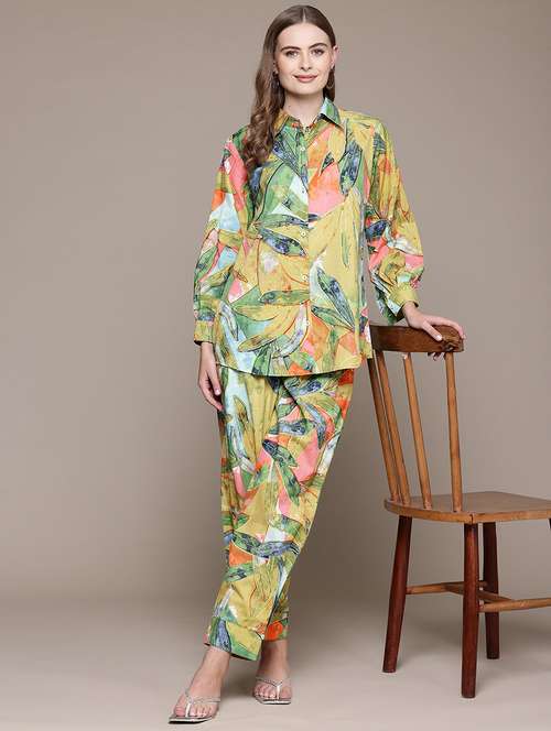 women printed shirt and trouser co-ord set - 22058569 -  Standard Image - 0