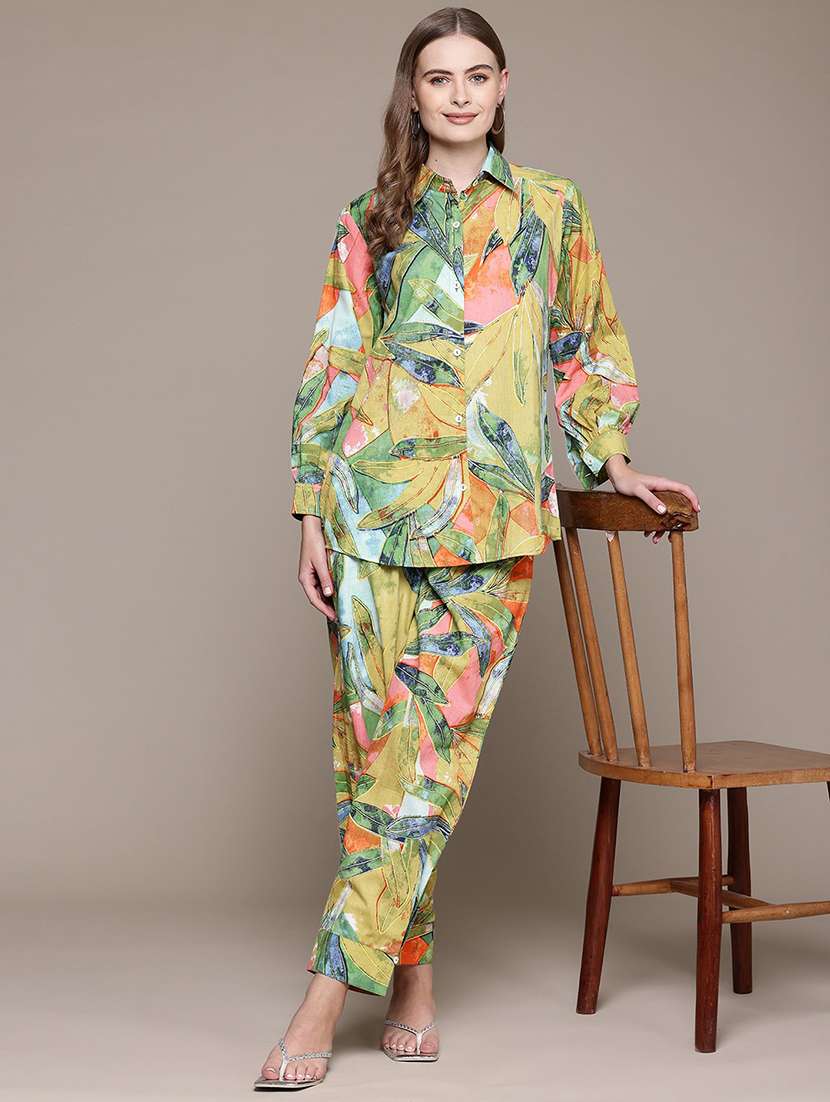 women printed shirt and trouser co-ord set