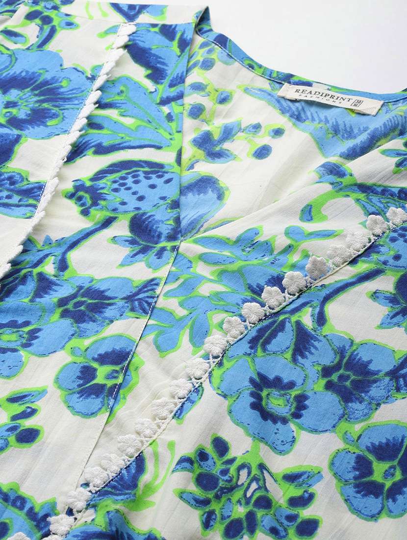 women printed three quarter sleeve ethnic co-ord set - 22058577 -  Standard Image - 5