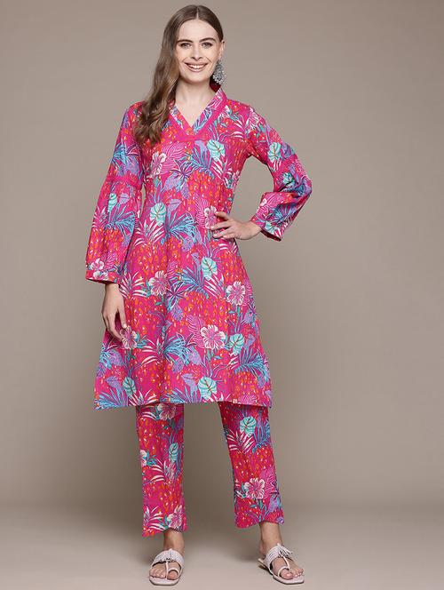 women printed long sleeve ethnic co-ord set - 22058579 -  Standard Image - 0