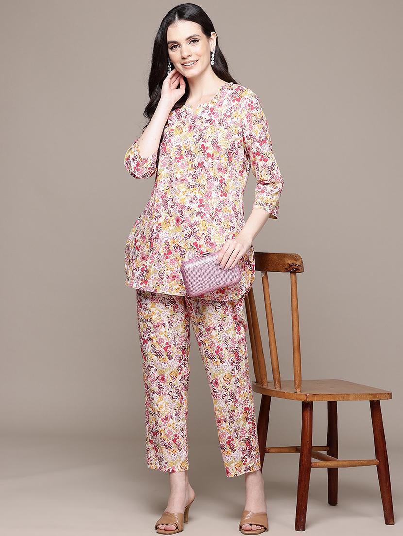 women printed three quarter sleeve ethnic co-ord set - 22058586 -  Zoom Image - 0