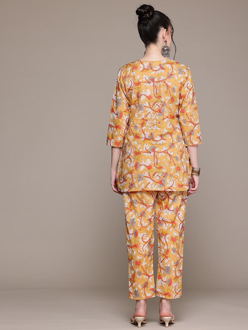 women printed three quarter sleeve ethnic co-ord set - 22058590 - Standard Image - 3
