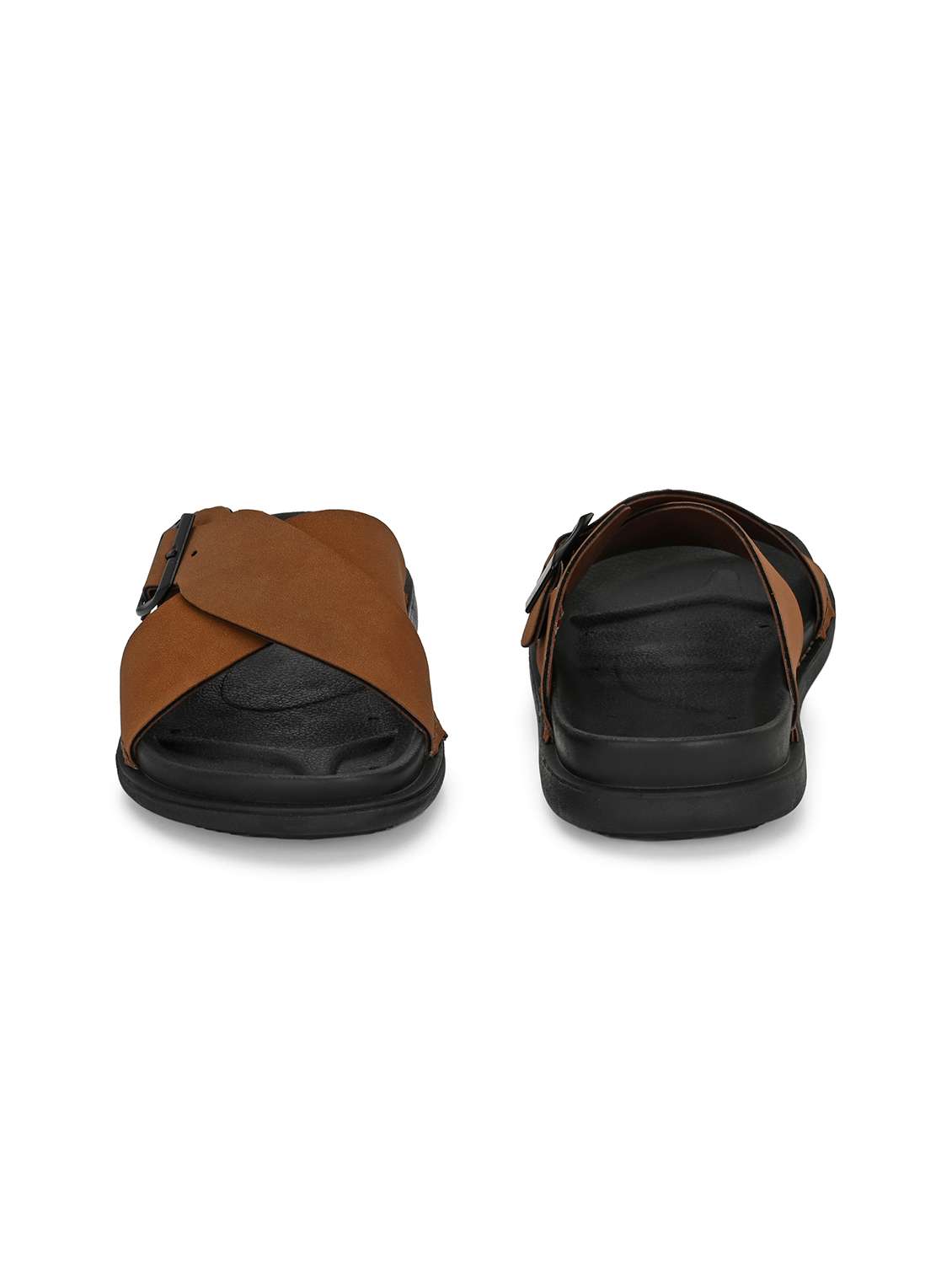 men solid brown slip on sandal - 22058602 -  Standard Image - 3