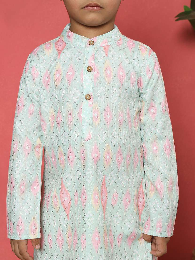 boys printed long sleeve kurta and pyjama set - 22058606 -  Standard Image - 5